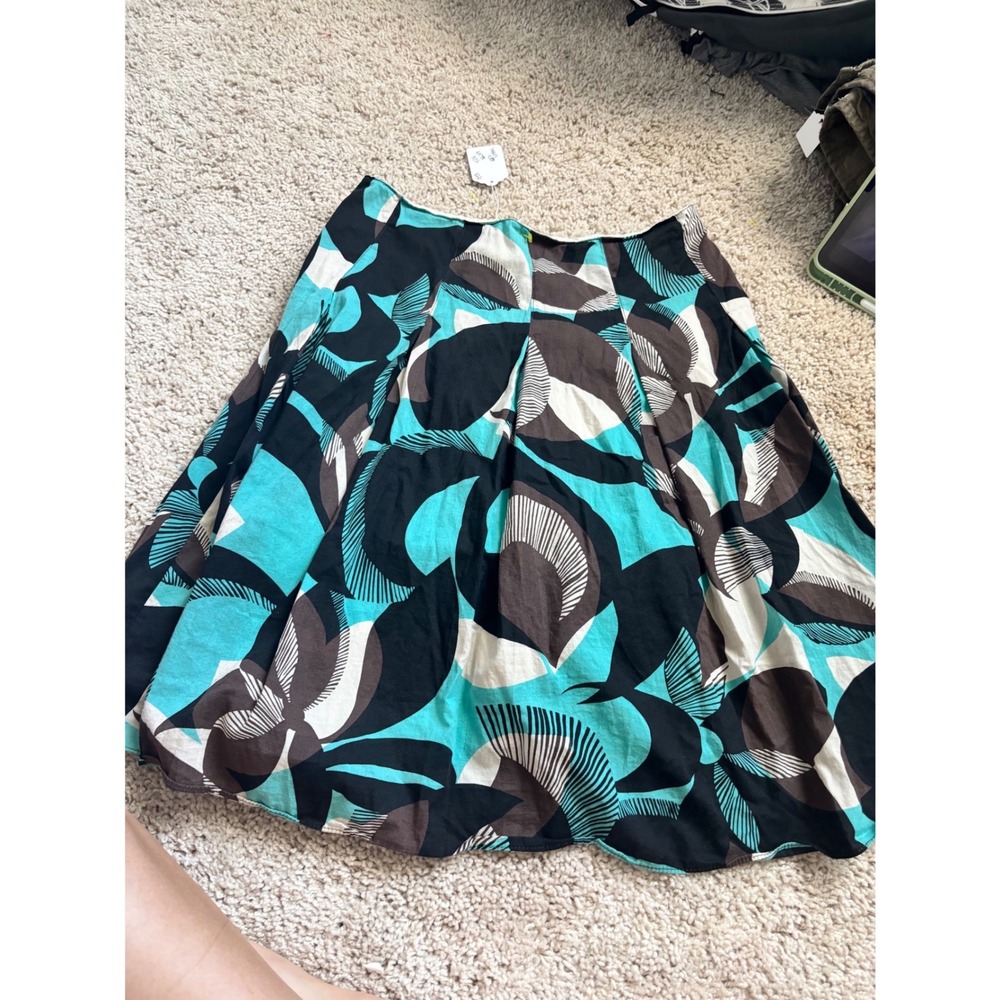 y2k flare Skirt Teal Brown Black Retro Mod High Waisted Cotton 2